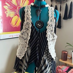 Vintage 100% Cotton Ivory Crochet Vest